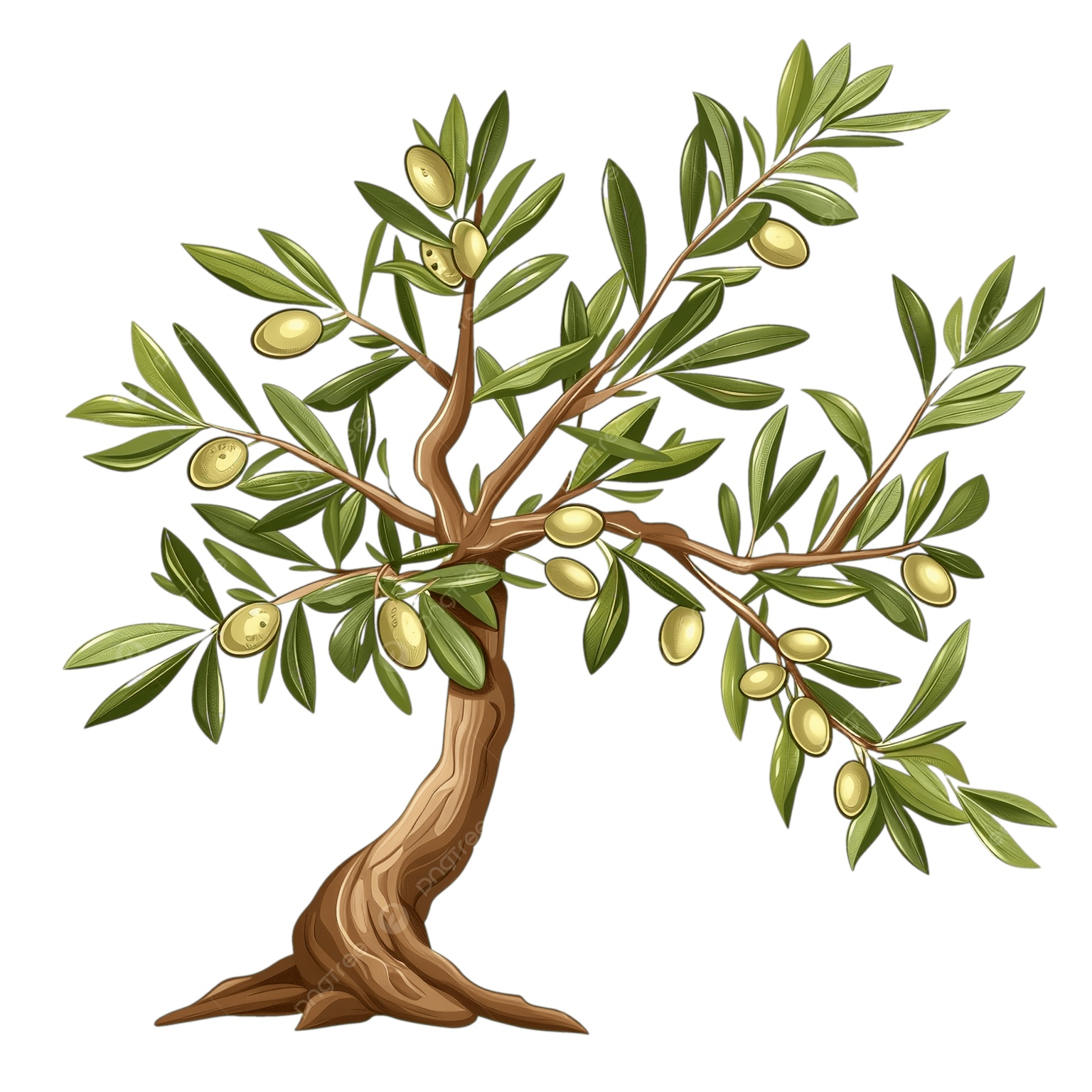 Olive tree with green leaves and olives